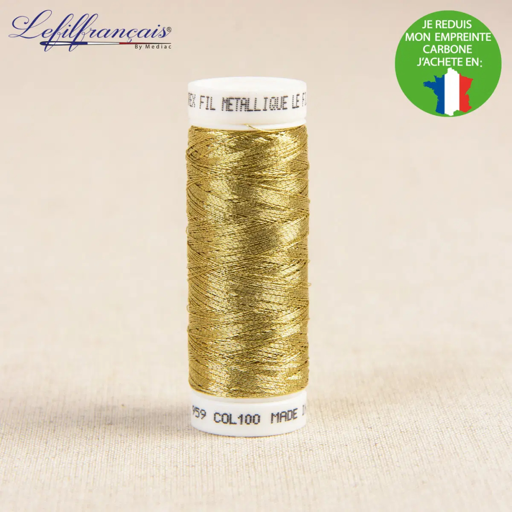 Fil métallique brillant 150 m, Made in France Doré