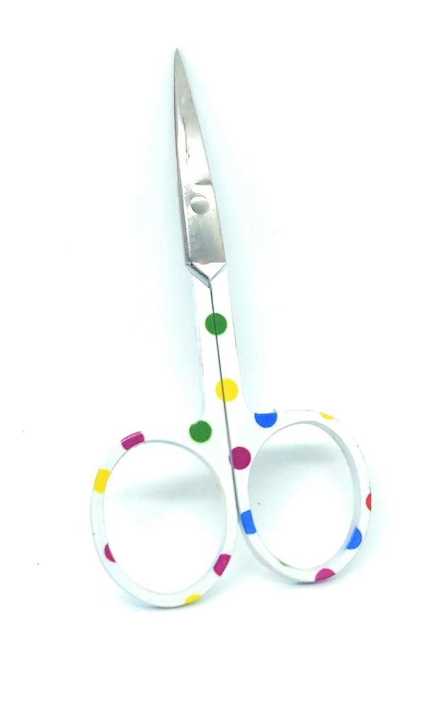 Ciseaux de broderie Pony à pois multicolores, lames fines