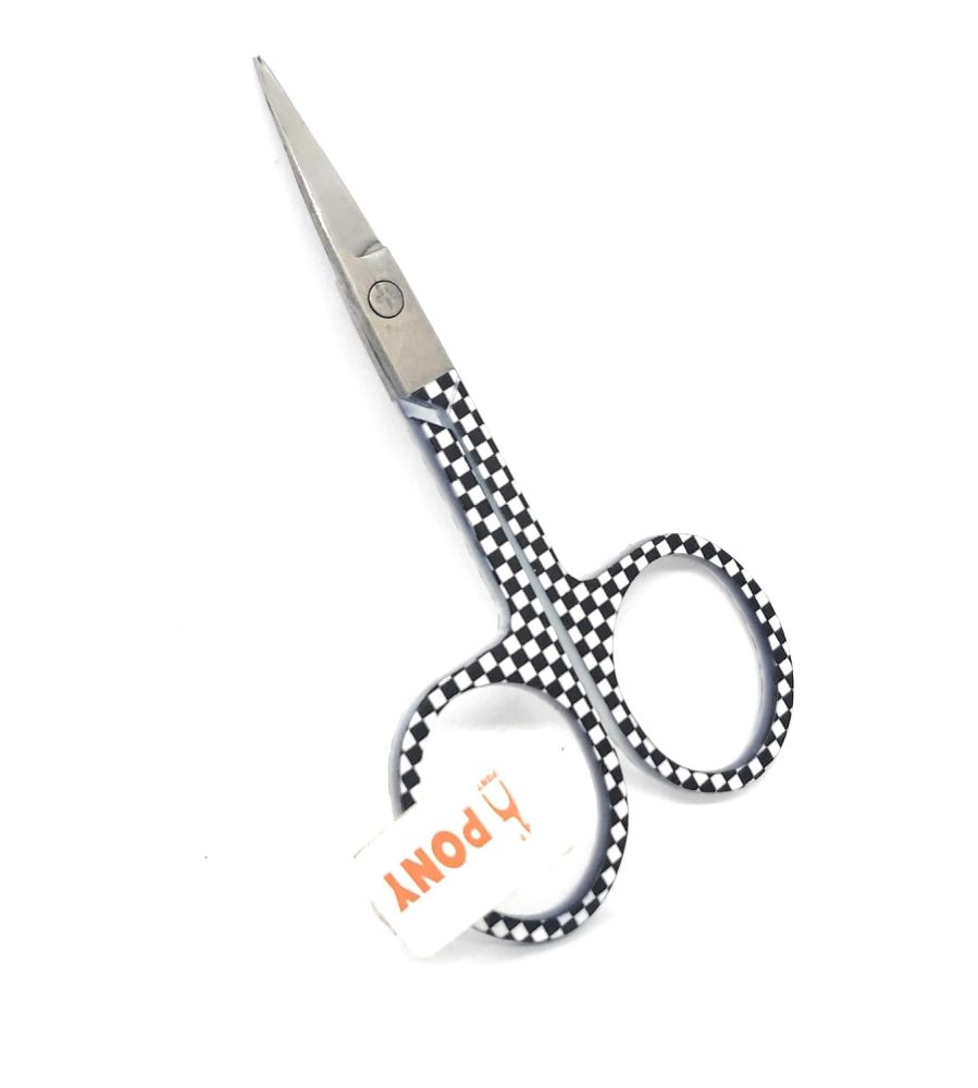 Ciseaux de broderie Pony damier noir et blanc, lames fines