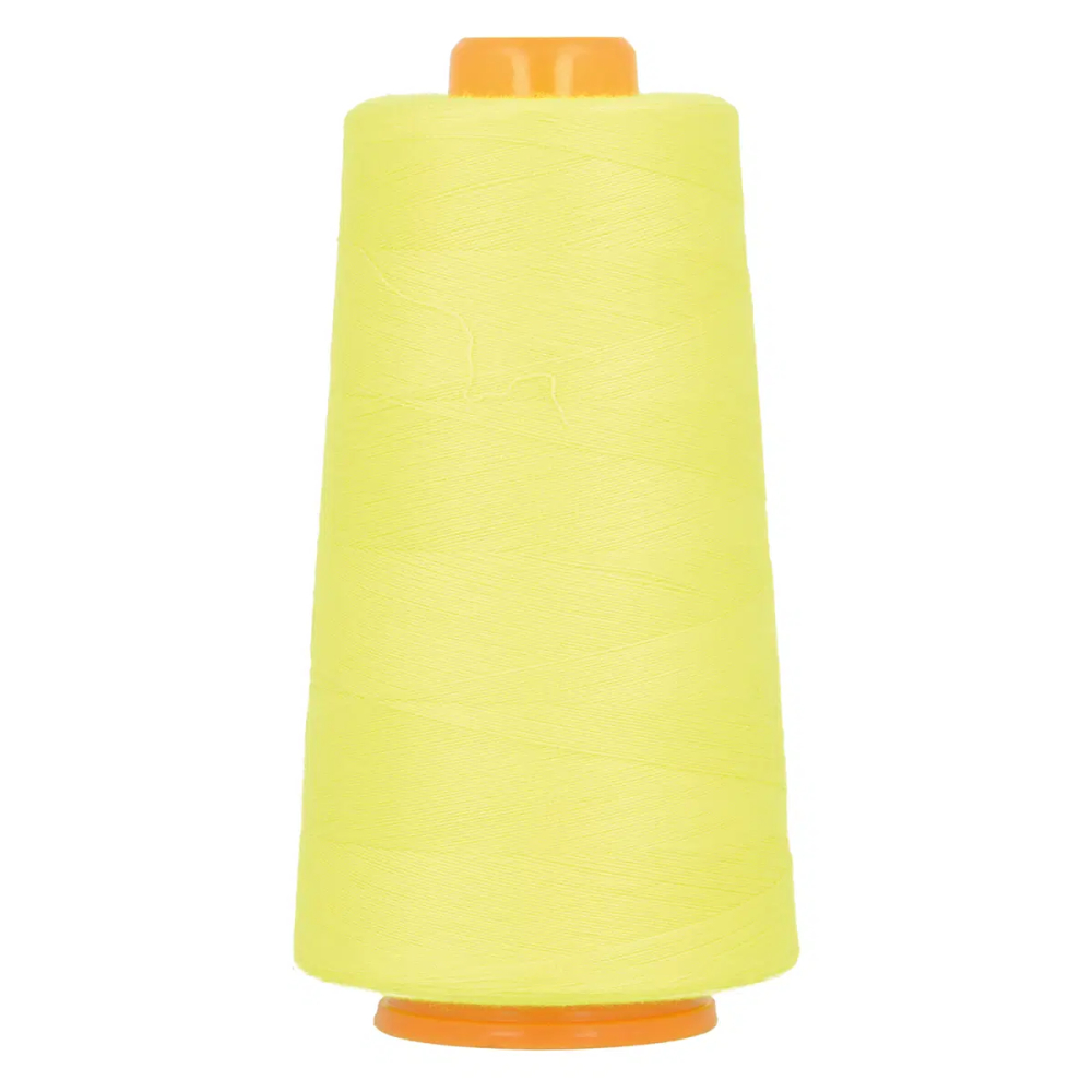 Cône de fil polyester 3000 m, pour surjeteuse et couture (coloris au choix) jaune fluo neon