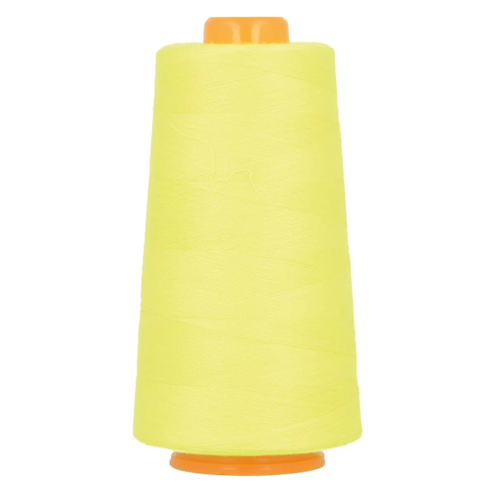 Cône de fil polyester 3000 m, pour surjeteuse et couture (coloris au choix) jaune fluo neon