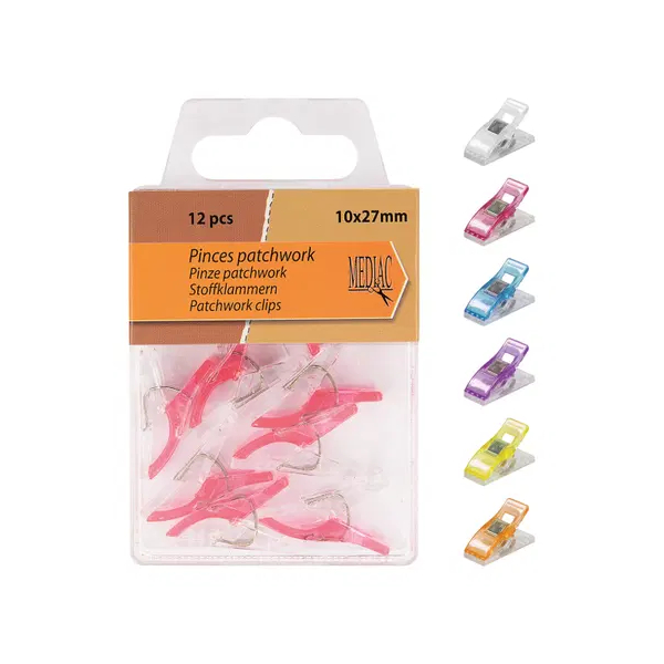 Pinces à patchwork Mediac, lot de 12