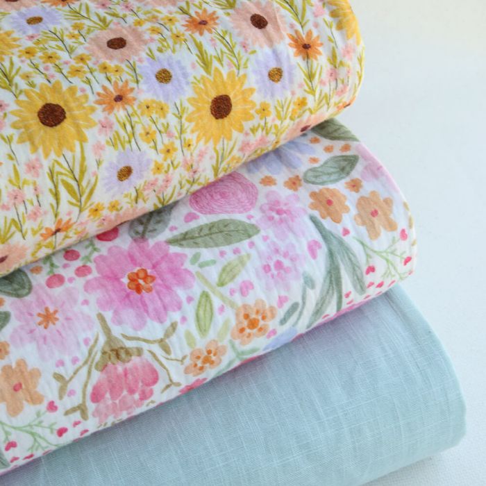 Alina - Double gaze de coton motif petites fleurs