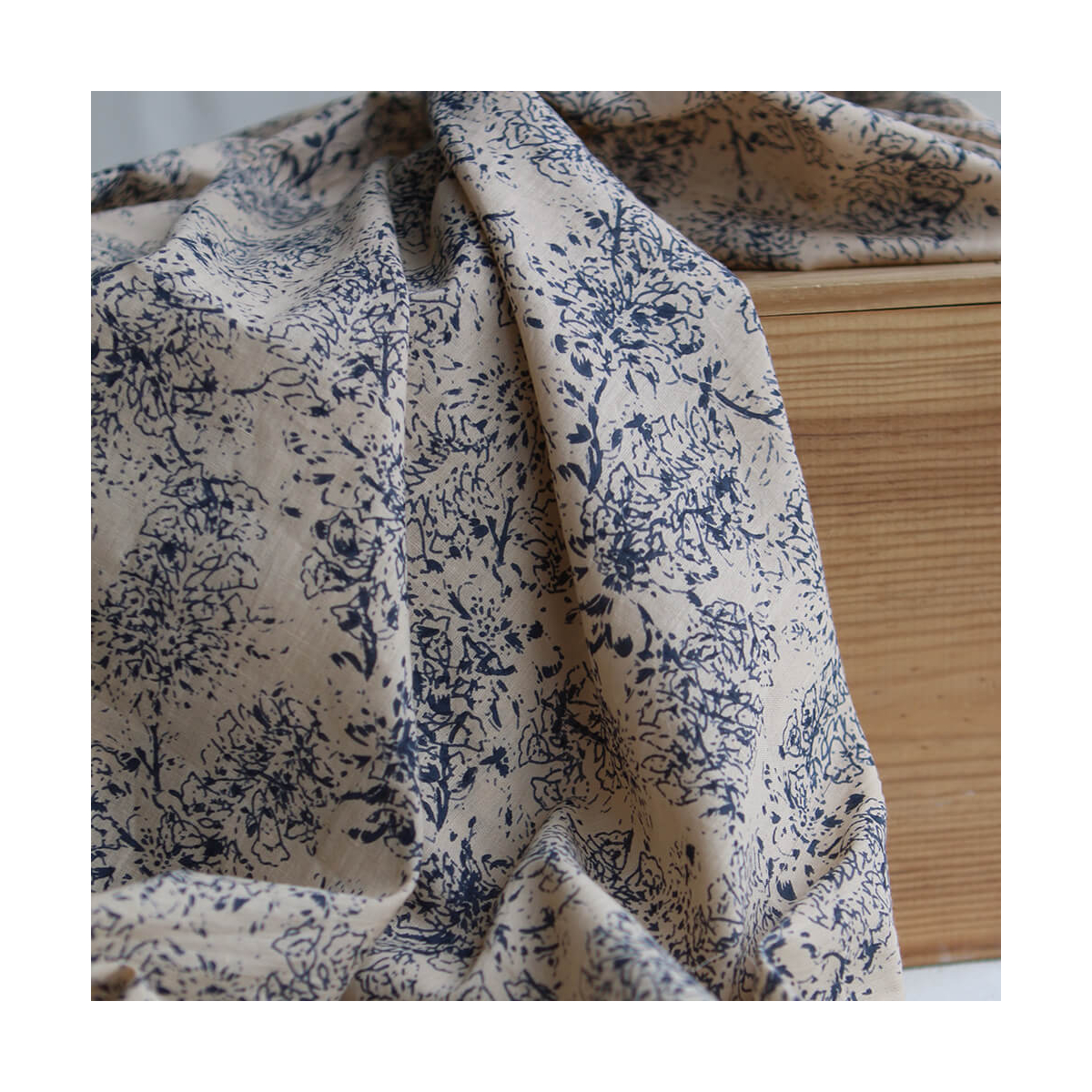 Anjali Bleu B- Tissu indien en coton imprimé main Hand Block