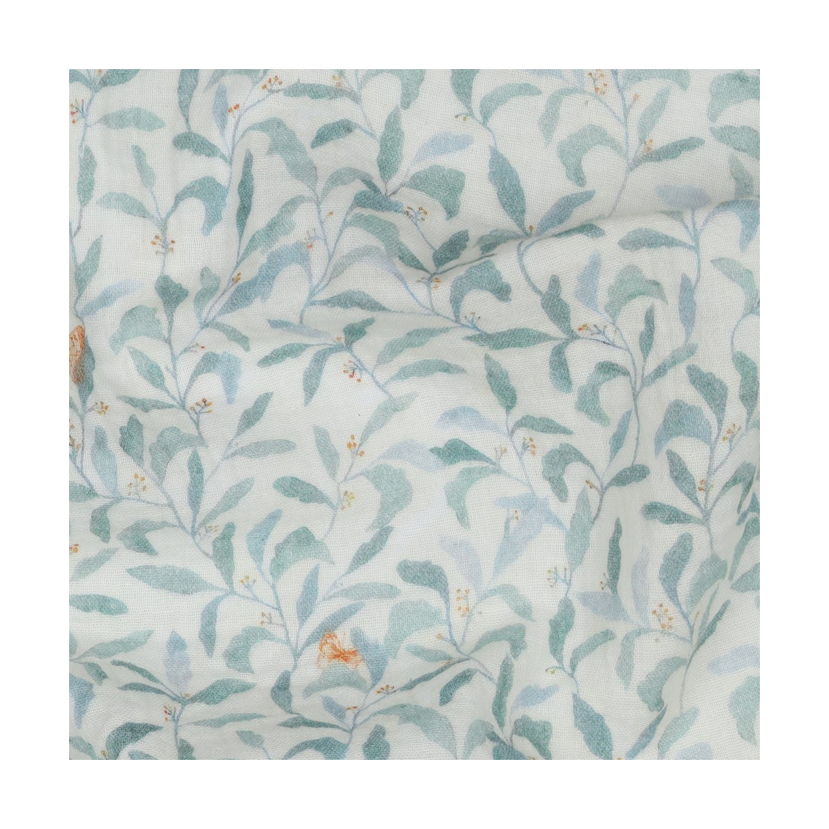 Double gaze de coton branchages et papillons discrets