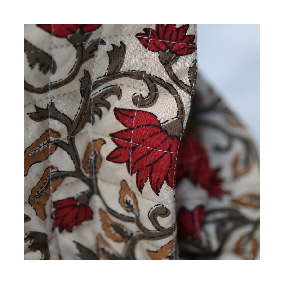Shaivan - Tissu indien matelassé double face coton hand block largeur 100cm