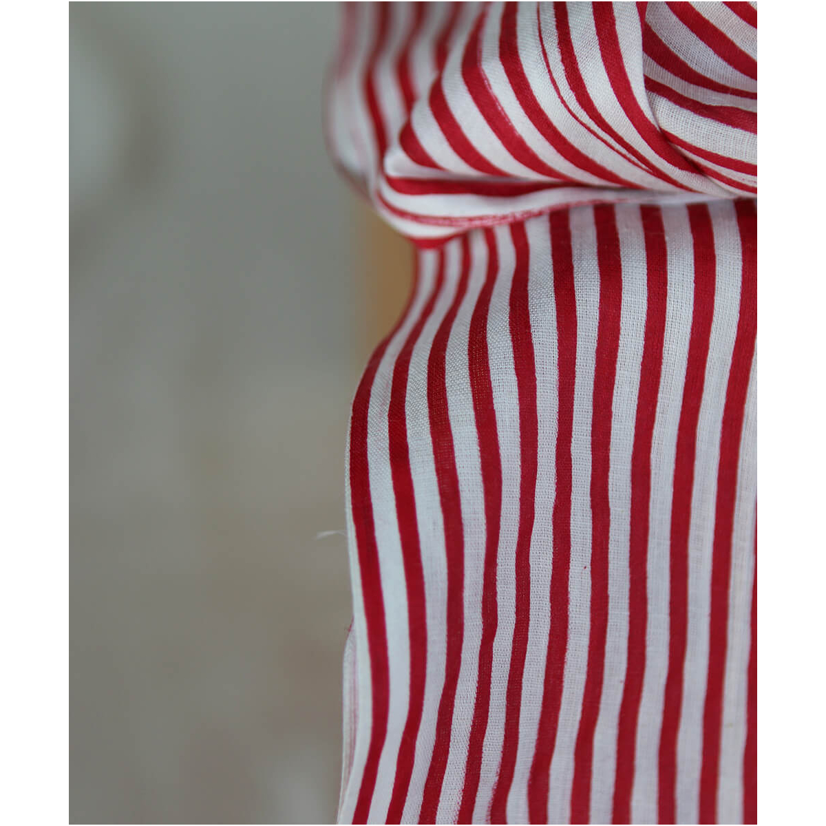 Rayures rouge - Tissu indien coton hand block traditionnel
