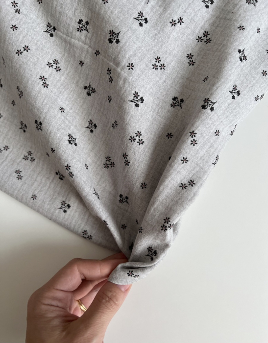 Max - Double gaze de coton double face coloris gris chiné Tissus issus de l'agriculture biologique  - 4