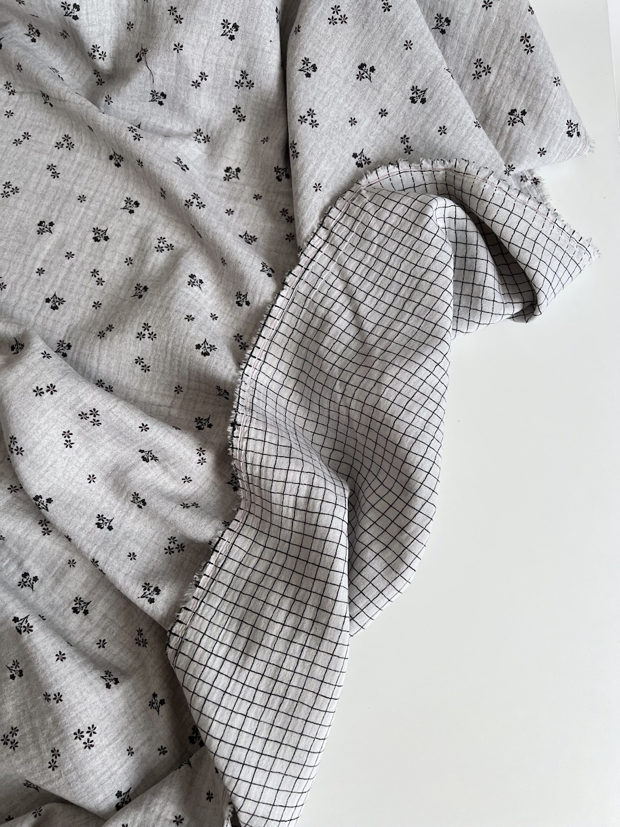 Max - Double gaze de coton double face coloris gris chiné Tissus issus de l'agriculture biologique  - 5