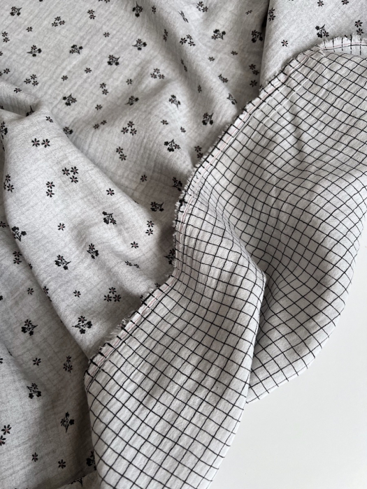 Max - Double gaze de coton double face coloris gris chiné Tissus issus de l'agriculture biologique  - 8