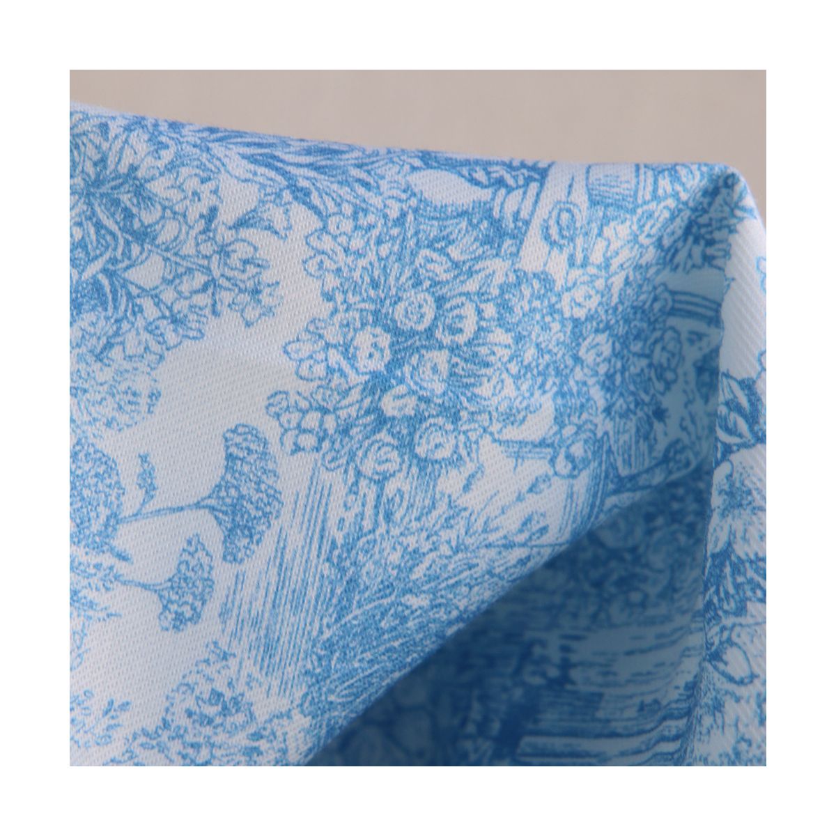 Popeline légère sergé de coton organique imprimé toile jouy bleu celeste
