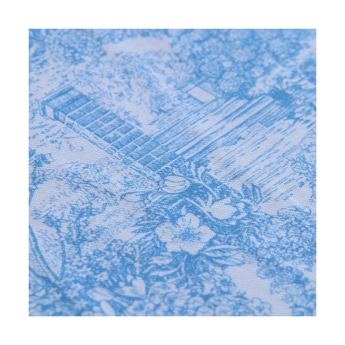 Popeline légère sergé de coton organique imprimé toile jouy bleu celeste