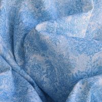Popeline légère sergé de coton organique imprimé toile jouy bleu celeste