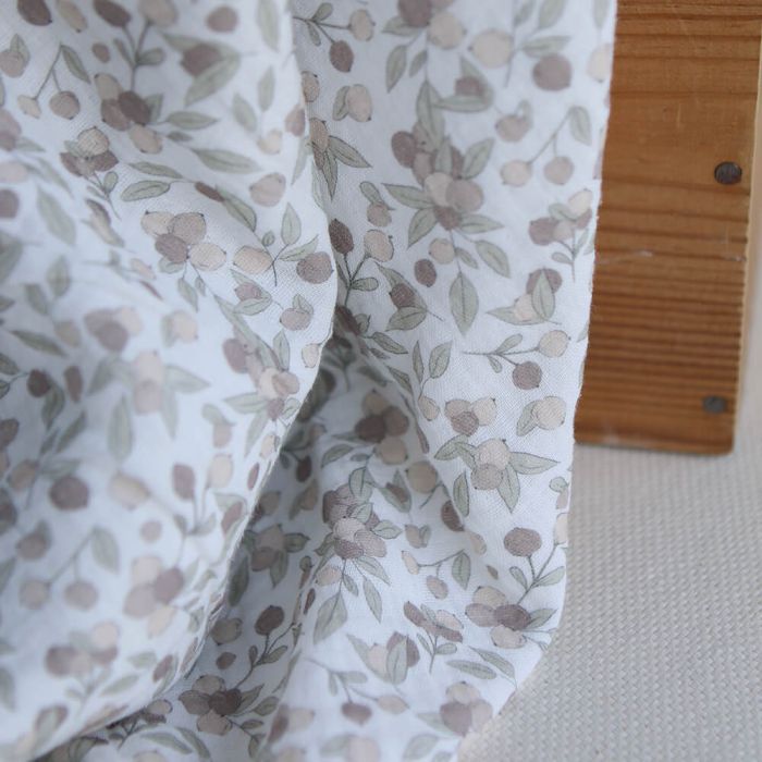 Hind Full - Double gaze de coton BIO exclusif blanc lait à motif nature