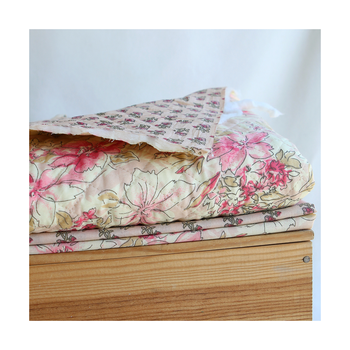 Keya Tissu Indien rose Coton - Impression Artisanal Hand Block 110 cm