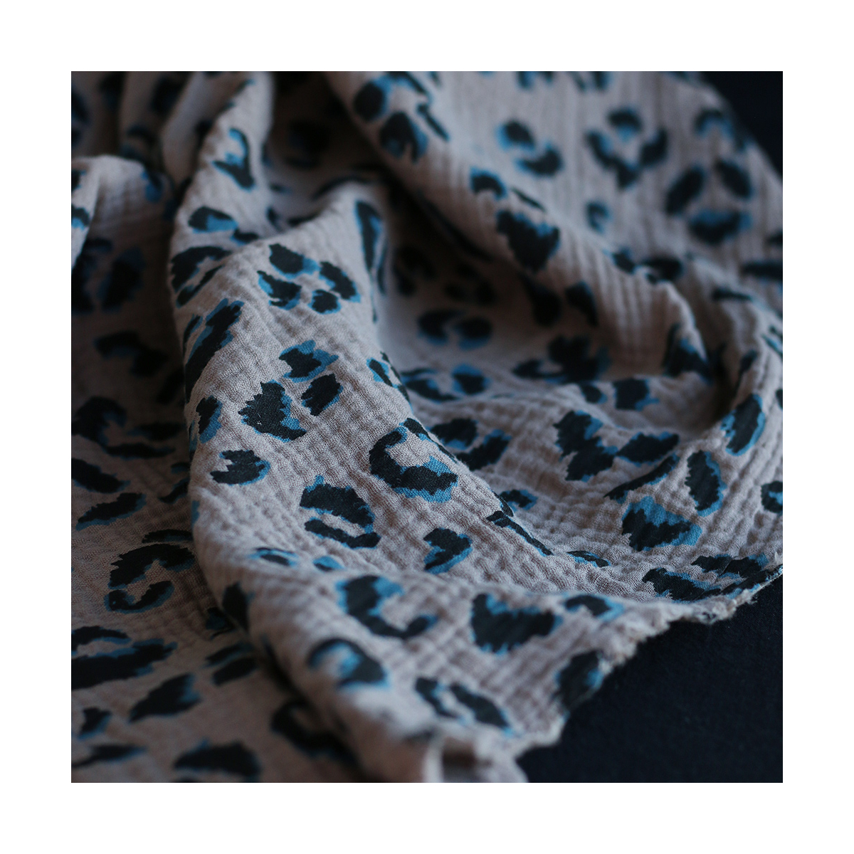 Double gaze de coton Fauve Graou fond taupe