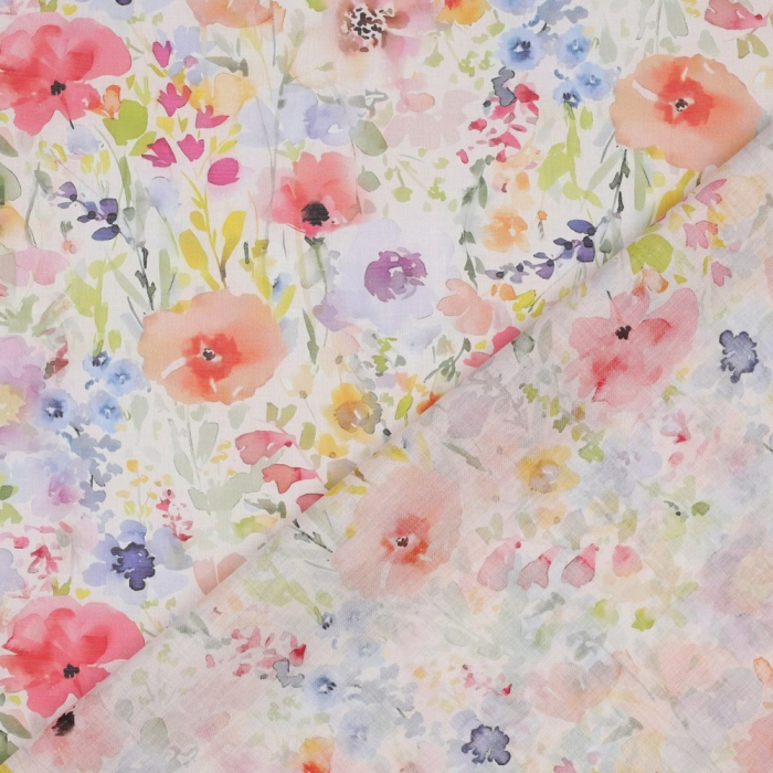 Millie - Batiste de coton douce à imprimé fleuri aquarelle