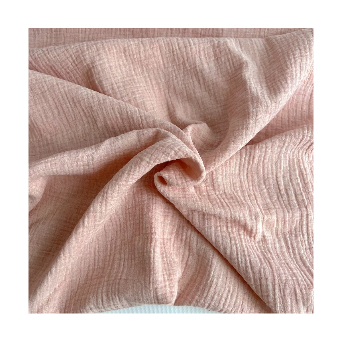 Double gaze de coton BIO chiné coloris rose chamallow Tissus issus de l'agriculture biologique  - 1