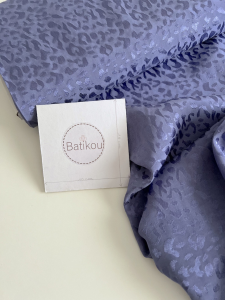 Lea - Viscose tissage jacquard graou / léopard lavande Batikou - 1 2