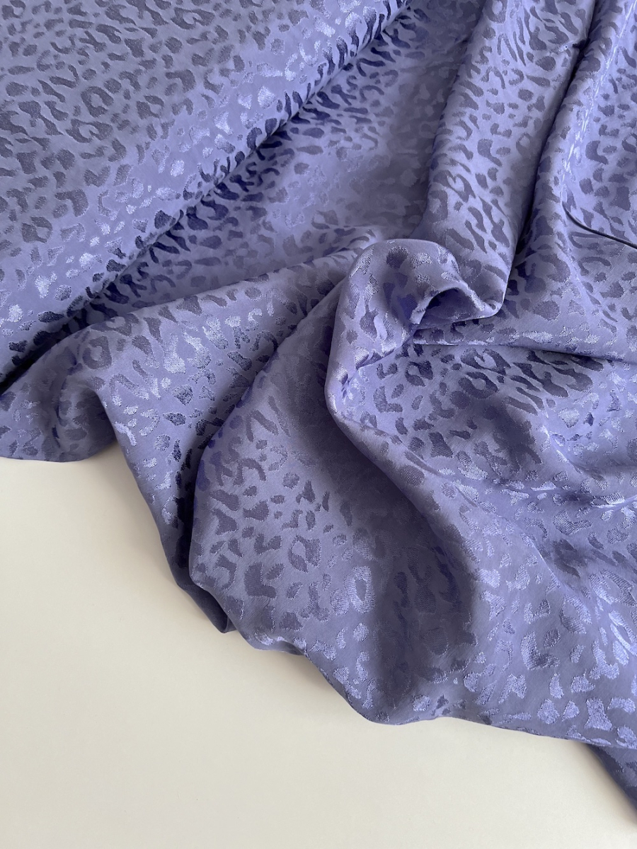 Lea - Viscose tissage jacquard graou / léopard lavande Batikou - 3