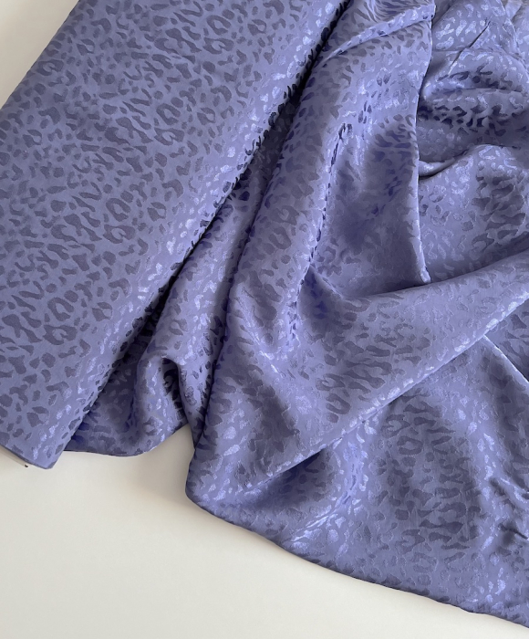 Lea - Viscose tissage jacquard graou / léopard lavande Batikou - 4