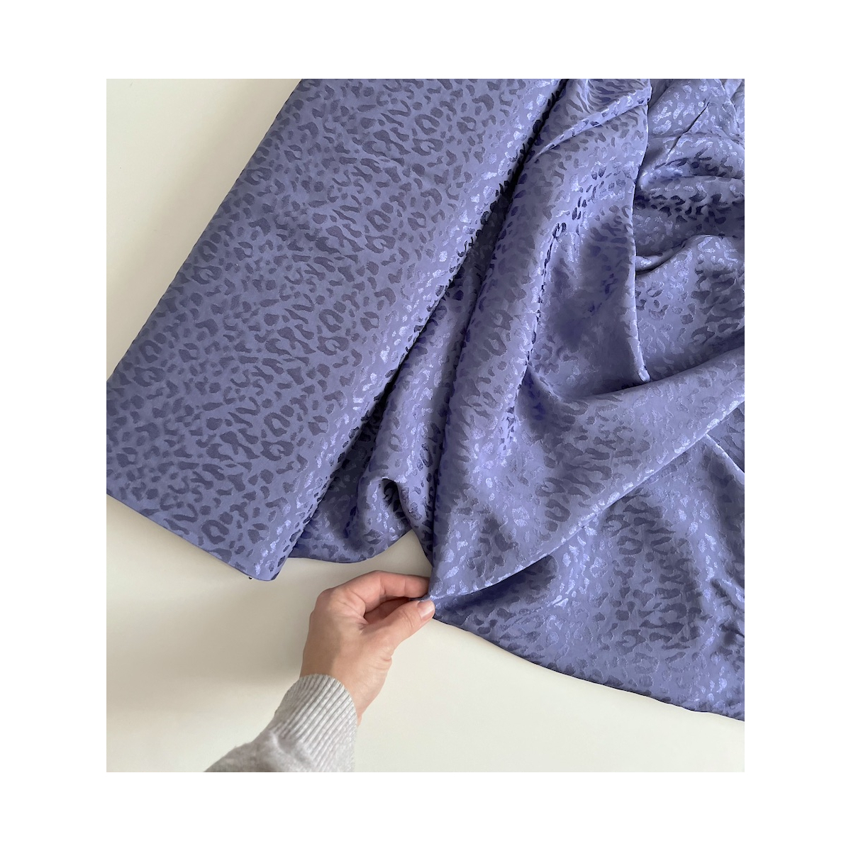 Lea - Viscose tissage jacquard graou / léopard lavande Batikou - 5