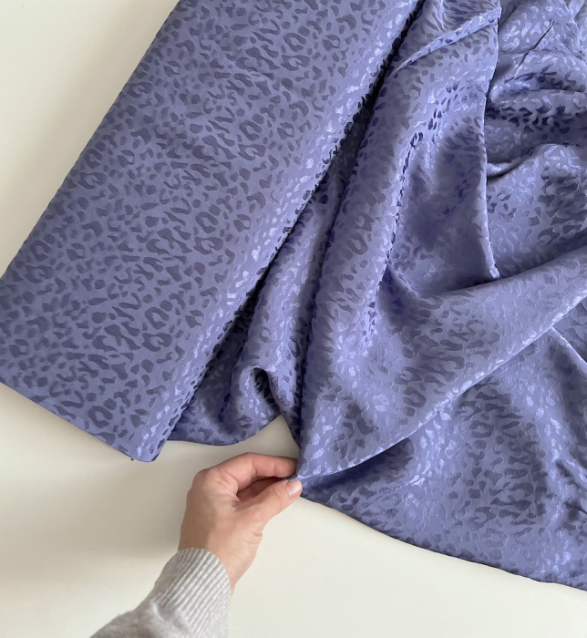 Lea - Viscose tissage jacquard graou / léopard lavande Batikou - 5