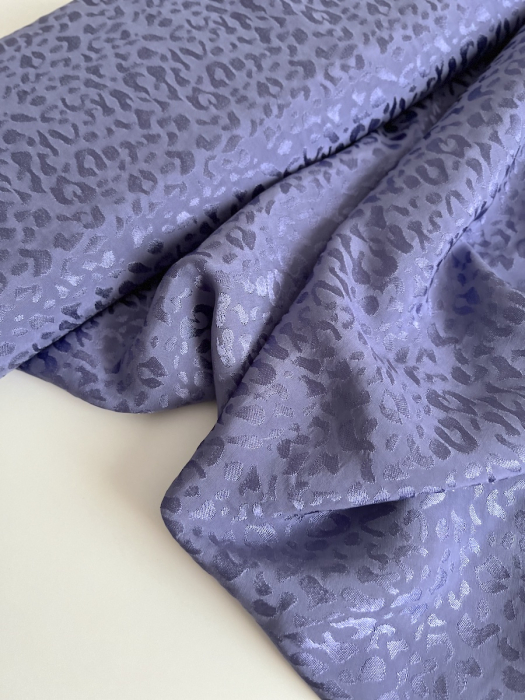 Lea - Viscose tissage jacquard graou / léopard lavande Batikou - 6