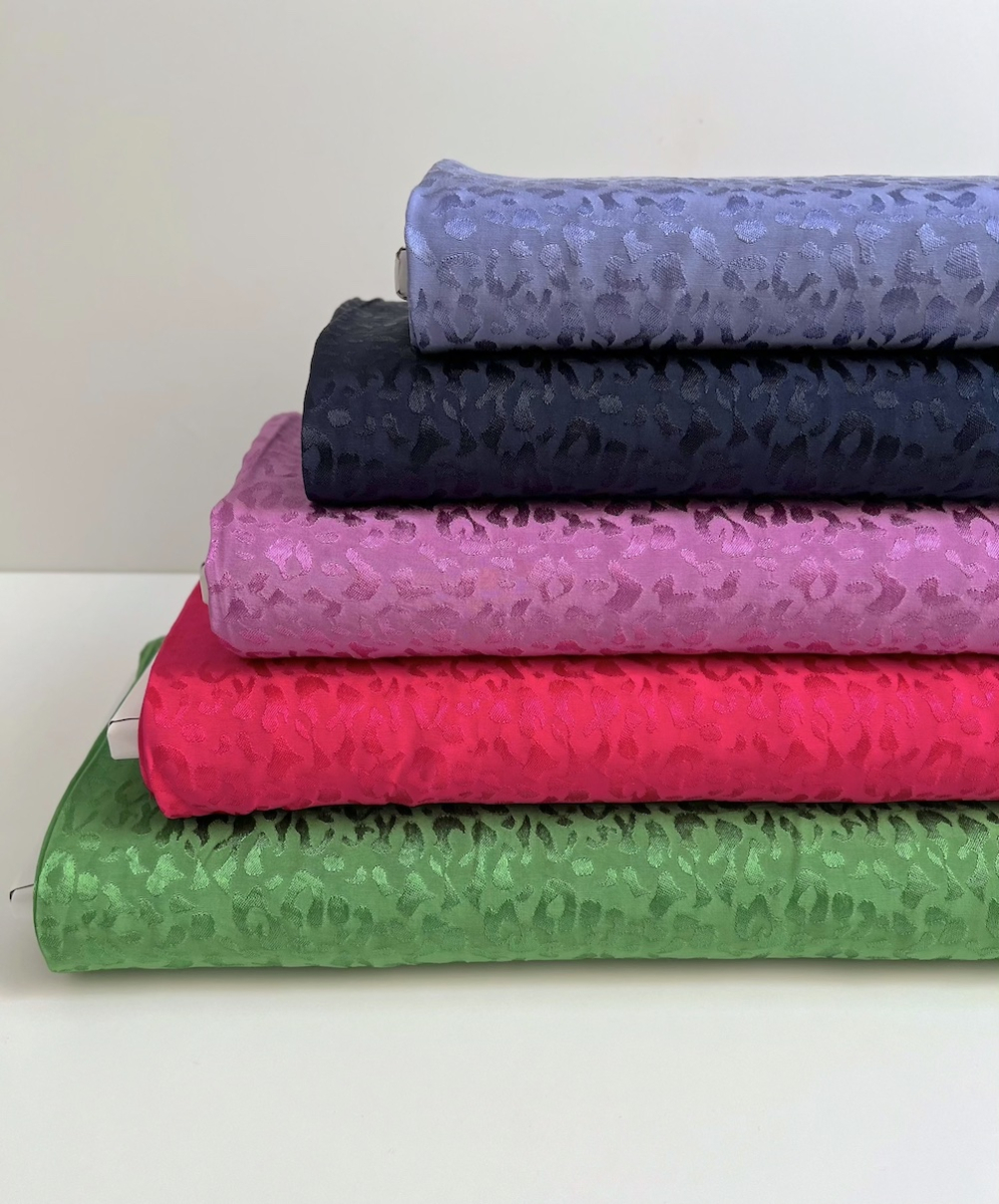Lea - Viscose tissage jacquard graou / léopard lavande Batikou - 8