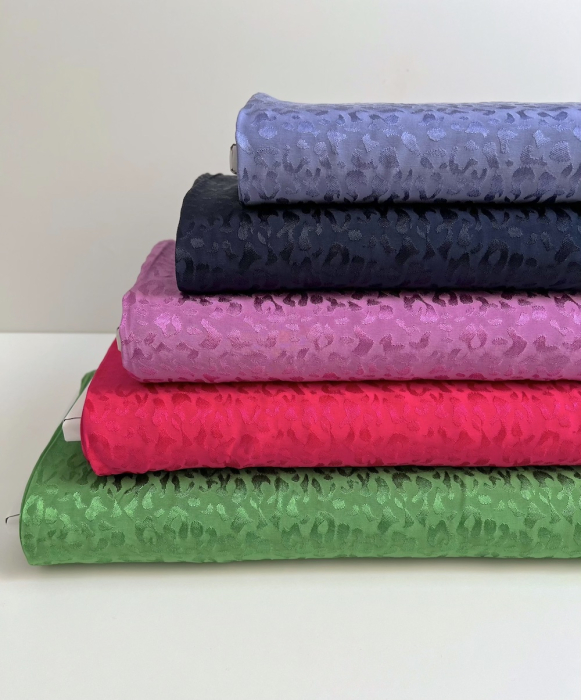 Lea - Viscose tissage jacquard graou / léopard lavande Batikou - 8