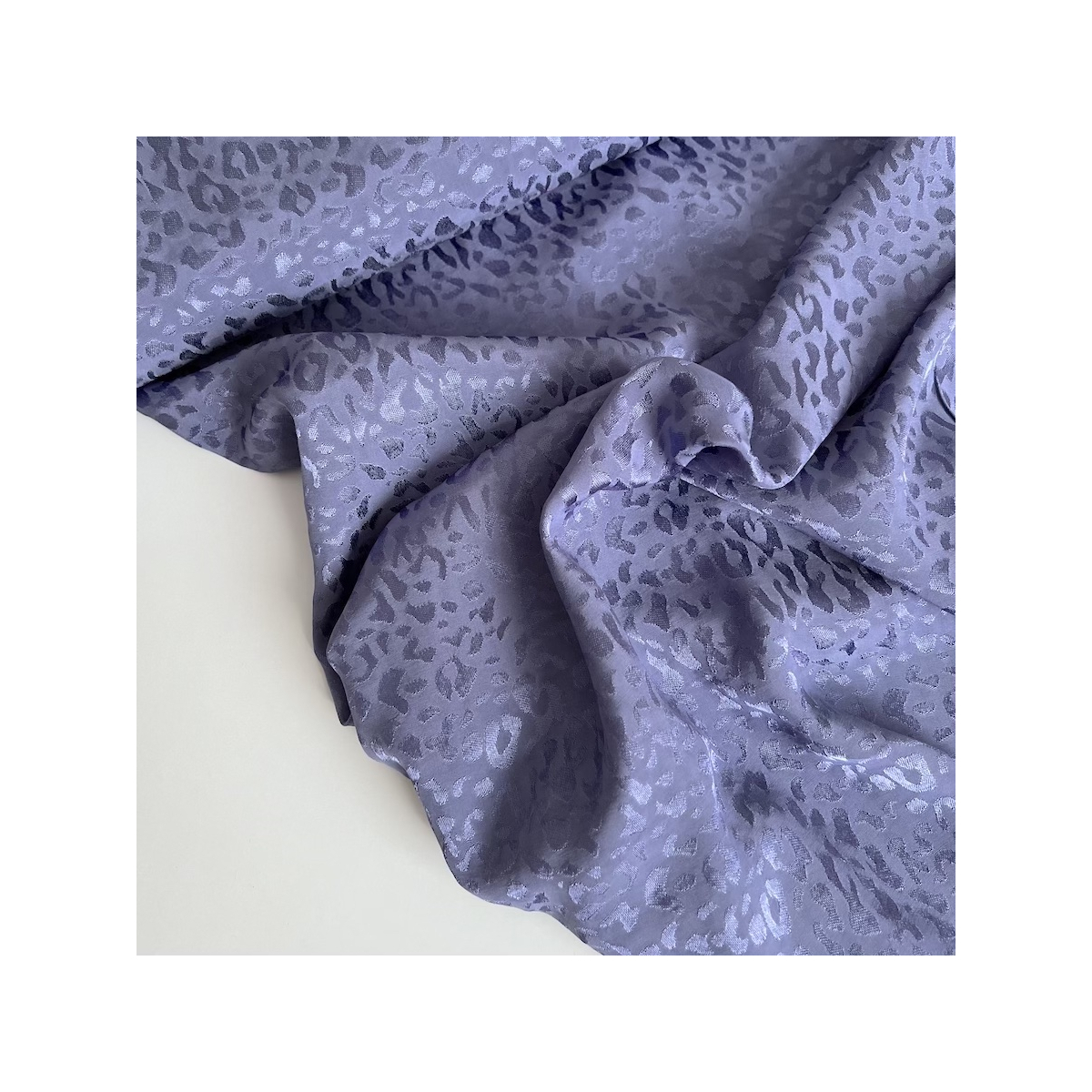 Lea - Viscose tissage jacquard graou / léopard lavande Batikou - 1