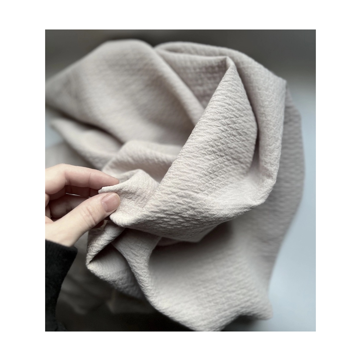 BAYA - Double de coton texturée losanges coloris grège