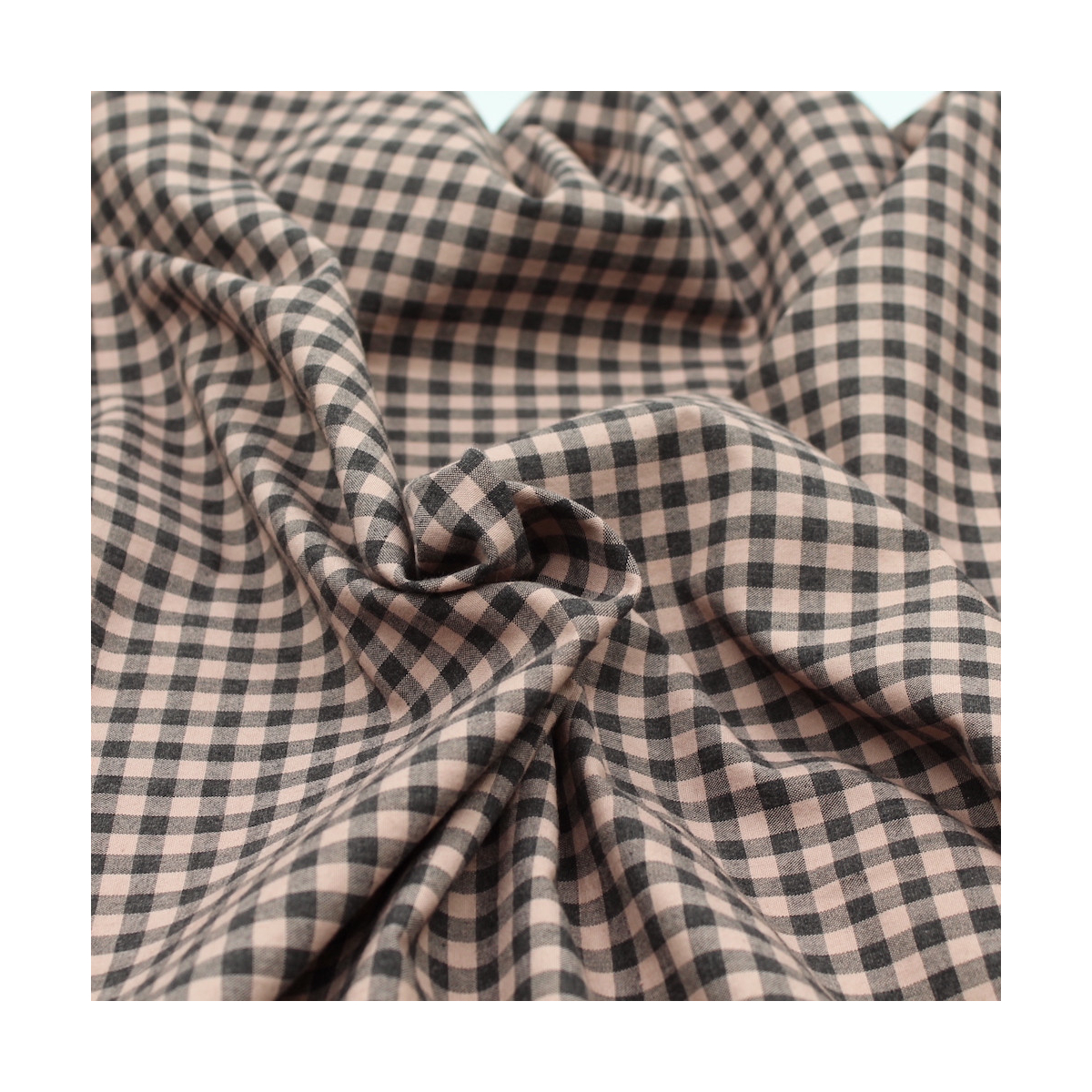 Coton vichy chiné vieux rose carreaux 5mm