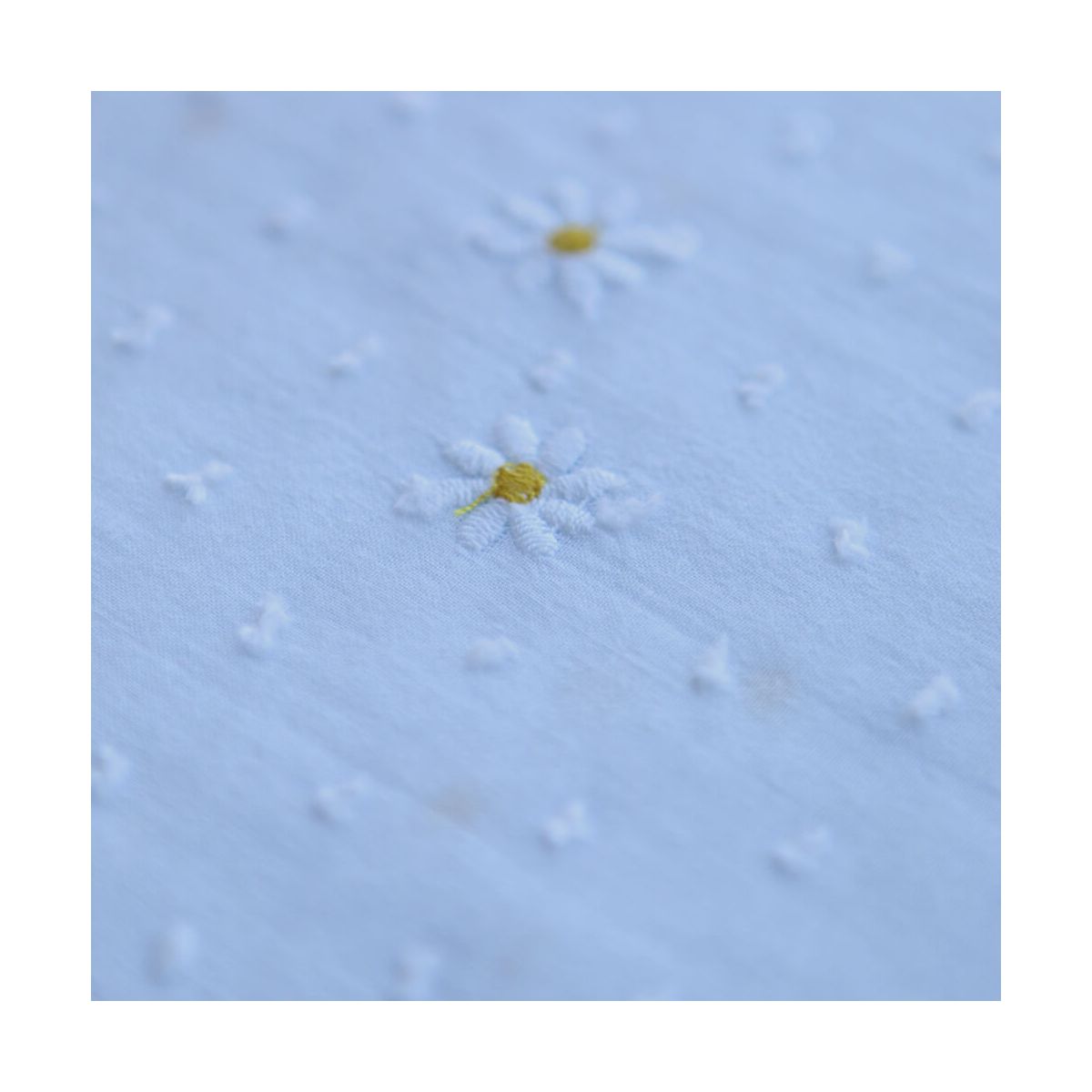 Adelaide - Plumetis de coton blanc broderies petites marguerites
