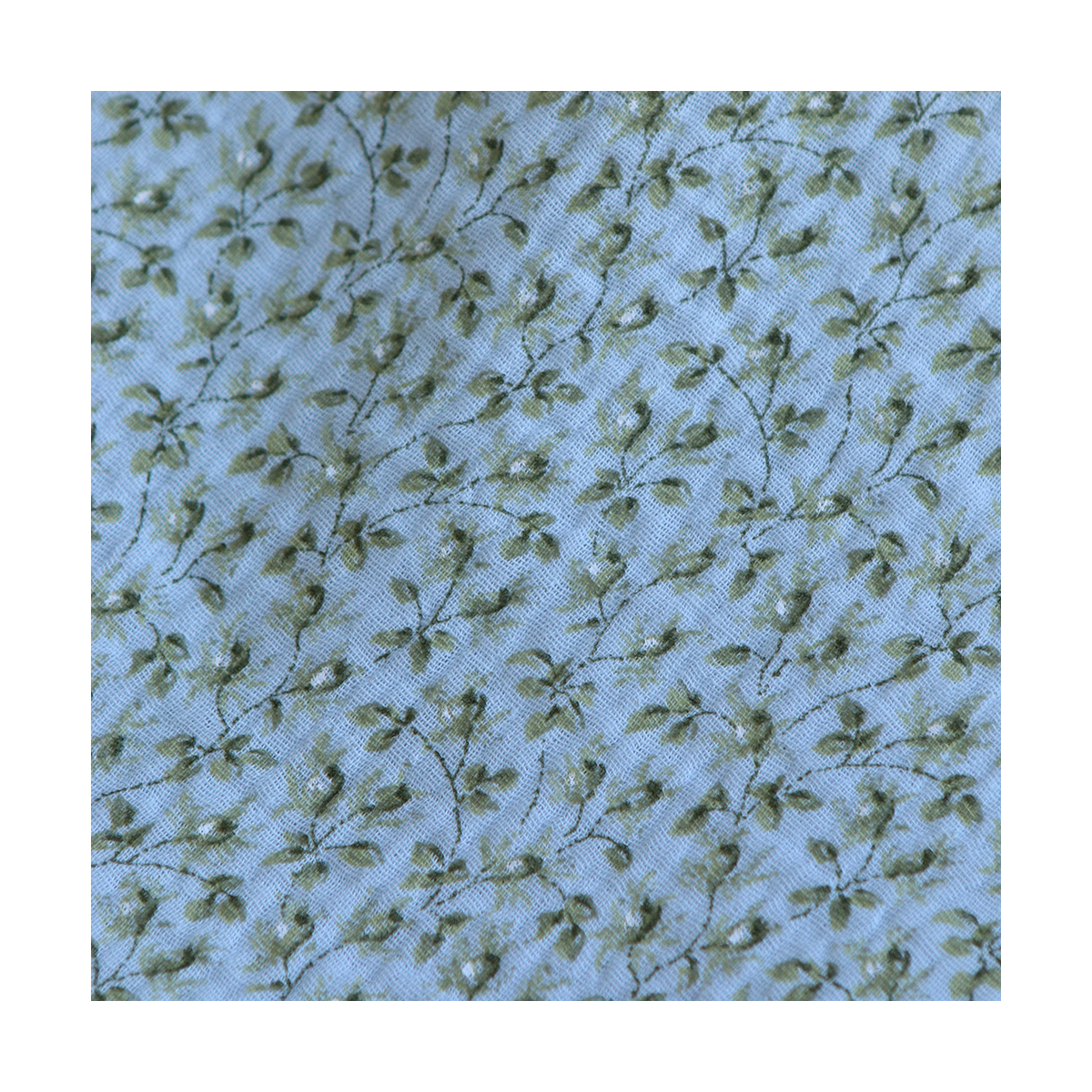 Harper - Double gaze de coton motif fleuri fond bleu ciel
