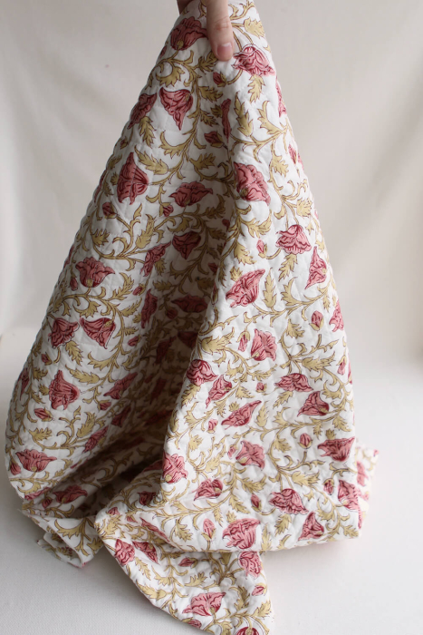 Madhavi - Tissu indien matelassé double face coton hand block largeur 100cm
