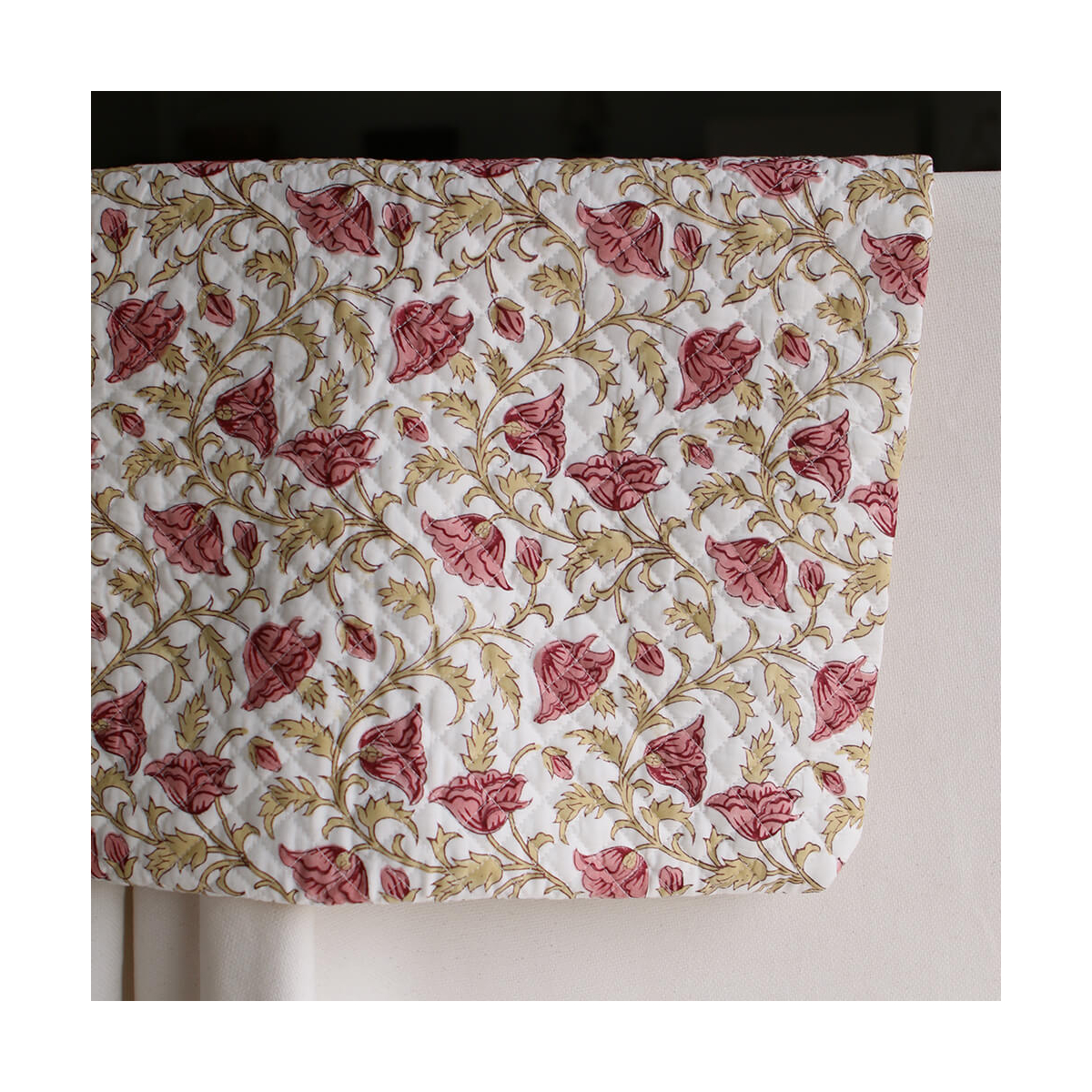 Madhavi - Tissu indien matelassé double face coton hand block largeur 100cm