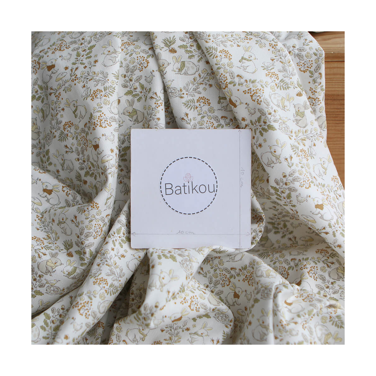 Panpan - Tissu coton texturé imprimé petits lapins