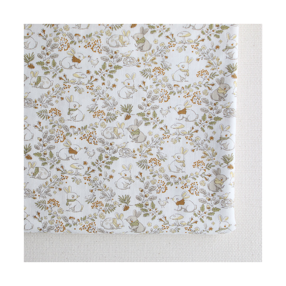 Panpan - Tissu coton texturé imprimé petits lapins