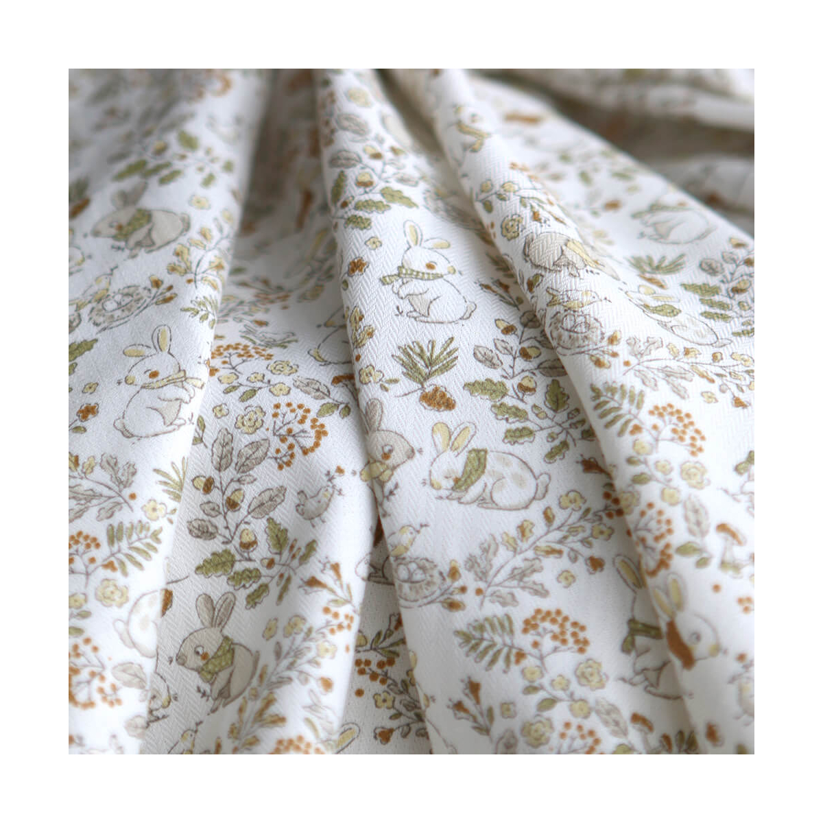 Panpan - Tissu coton texturé imprimé petits lapins
