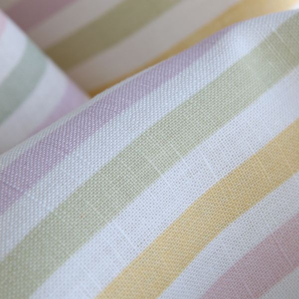 Lucas - Tissu lin coton rayures 6mm multicolores jaune, vert, rose 2