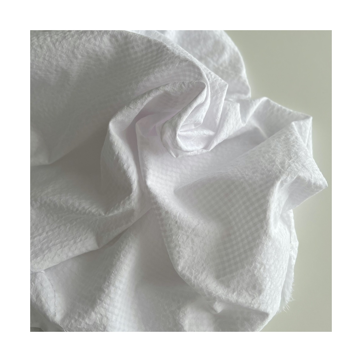 Seersucker / Coton gaufré vichy mini 3mm blanc / blanc Batikou - 1