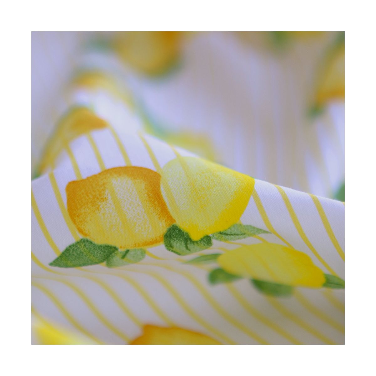 Alba - Popeline de coton imprimé rayures et citrons