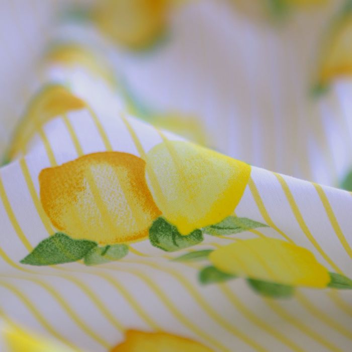 Alba - Popeline de coton imprimé rayures et citrons