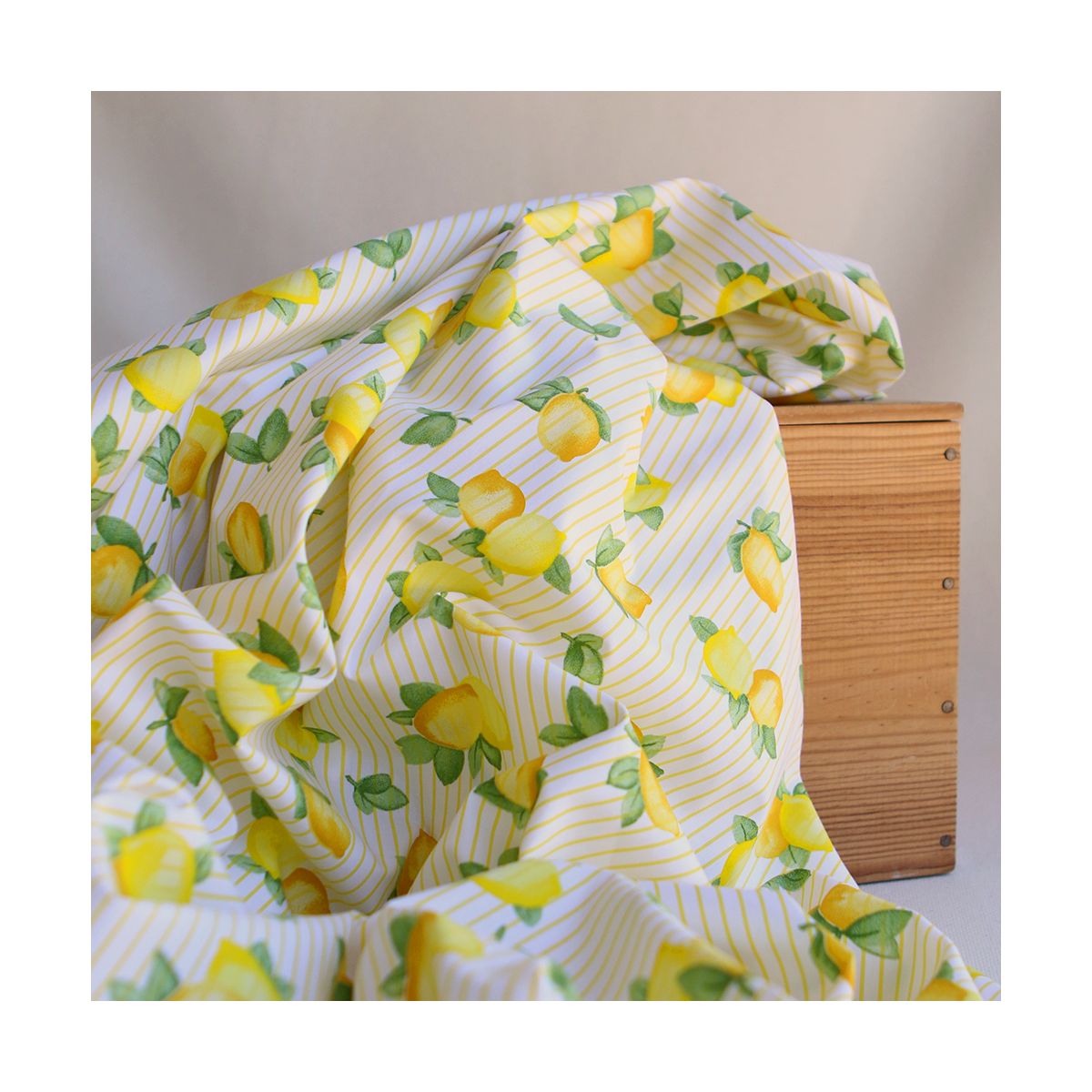 Alba - Popeline de coton imprimé rayures et citrons