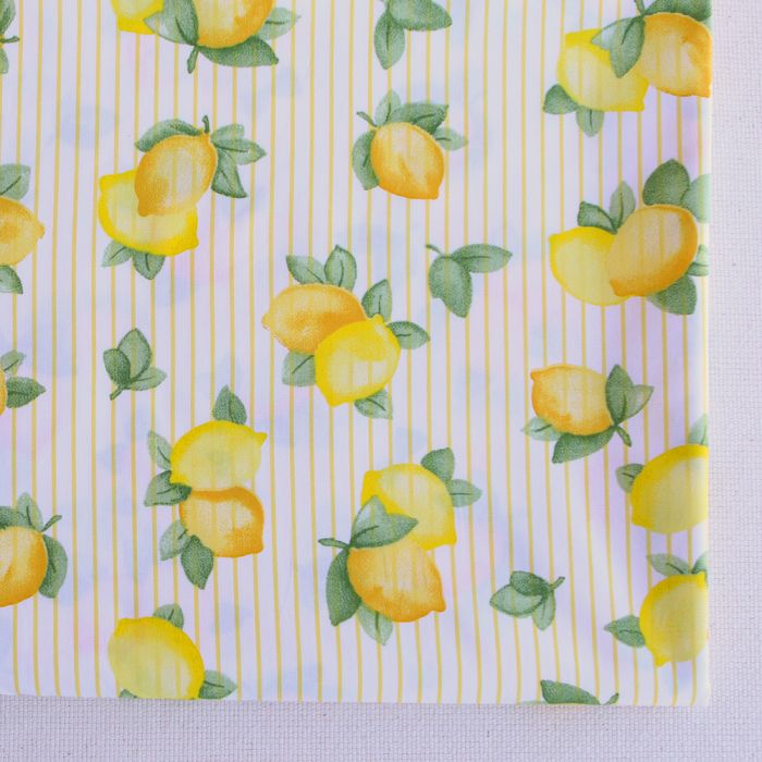 Alba - Popeline de coton imprimé rayures et citrons
