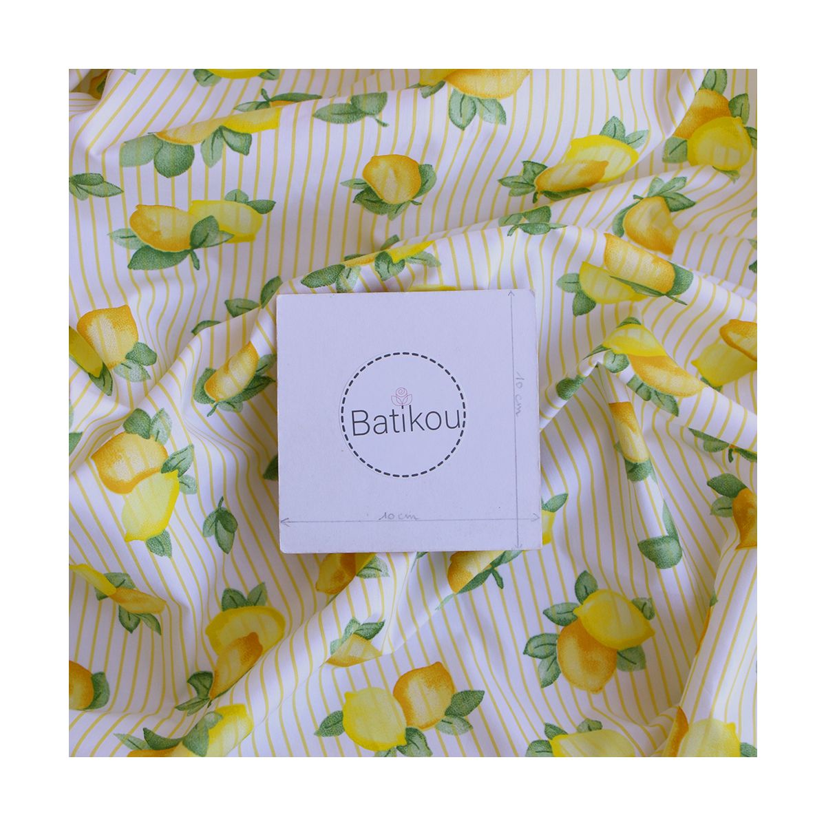 Alba - Popeline de coton imprimé rayures et citrons