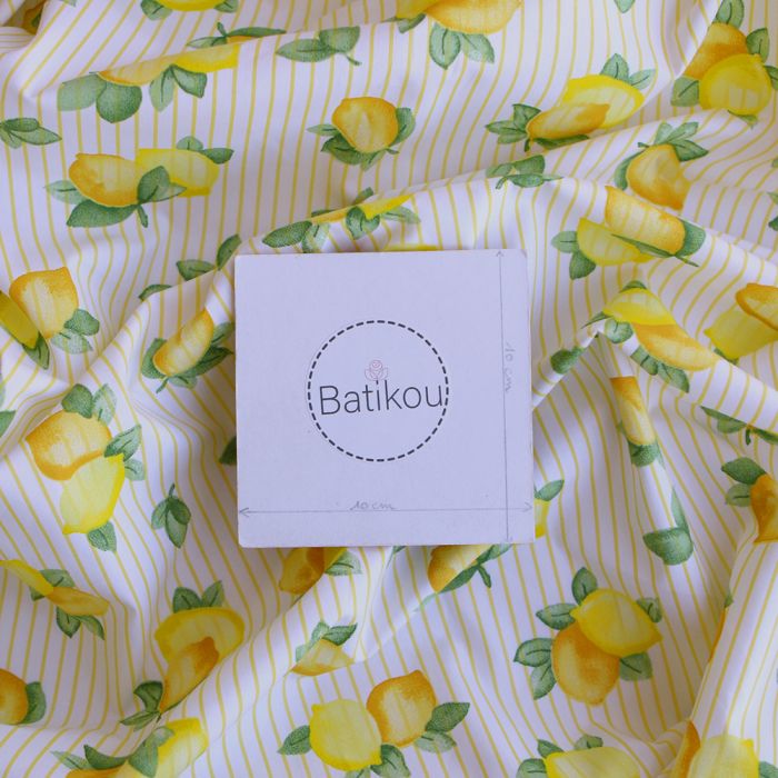 Alba - Popeline de coton imprimé rayures et citrons