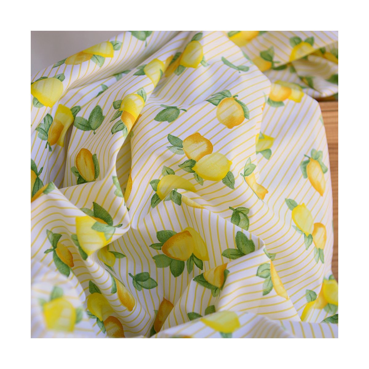 Alba - Popeline de coton imprimé rayures et citrons