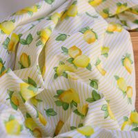 Alba - Popeline de coton imprimé rayures et citrons
